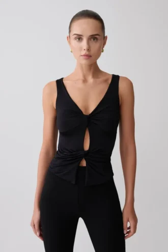 Top sin mangas Millie Twist – Negro