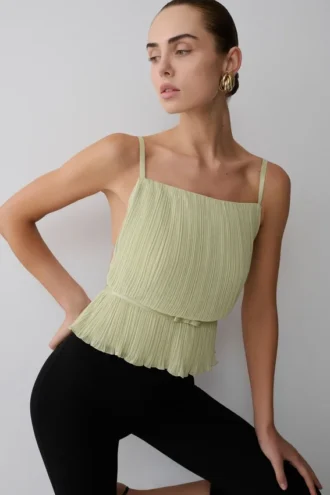 Top sin mangas plisado Lilou – Salvia