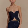 Top sin tirantes con pespuntes de Tully en Denim – Azul índigo