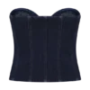 Top sin tirantes con pespuntes de Tully en Denim – Azul índigo