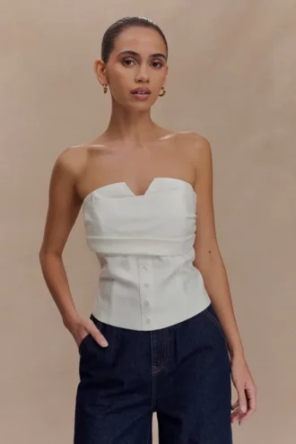 Top sin tirantes de algodón Zillah – Blanco