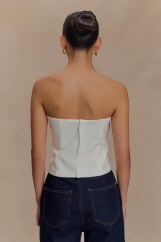 Top sin tirantes de algodón Zillah – Blanco