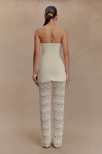 Pantalones de punto de ganchillo Trena – Marfil