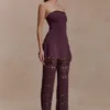 Pantalones de punto de ganchillo Trena – Chocolate