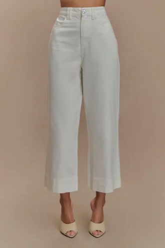 Vaqueros cropped de pierna ancha Kaitlyn – Blanco Vaqueros cropped de pierna ancha Kaitlyn – Blanco