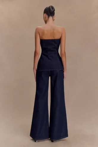 Vaqueros de Denim acampanados de pierna ancha Jen – Azul índigo