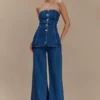 Vaqueros de Denim acampanados de pierna ancha Jen – Azul oscuro