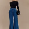Vaqueros de Denim acampanados de pierna ancha Jen – Azul oscuro