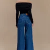 Vaqueros de Denim acampanados de pierna ancha Jen – Azul oscuro