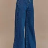 Vaqueros de Denim acampanados de pierna ancha Jen – Azul oscuro
