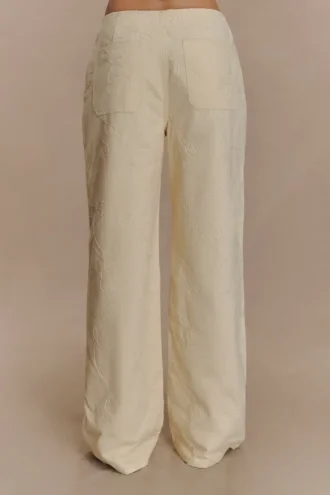 Vaqueros de Denim bordado Ebony – Crema