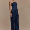 Corsé de Denim con diamantes sin tirantes Monte – Azul medianoche Corsé de Denim con diamantes sin tirantes Monte – Azul medianoche