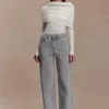 Vaqueros de Denim con paneles de talle medio de Georgette – Gris Vaqueros de Denim con paneles de talle medio de Georgette – Gris