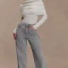 Vaqueros de Denim con paneles de talle medio de Georgette – Gris Vaqueros de Denim con paneles de talle medio de Georgette – Gris