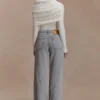 Vaqueros de Denim con paneles de talle medio de Georgette – Gris Vaqueros de Denim con paneles de talle medio de Georgette – Gris
