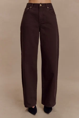 Vaqueros de Denim de talle medio Mannon – Chocolate Vaqueros de Denim de talle medio Mannon – Chocolate