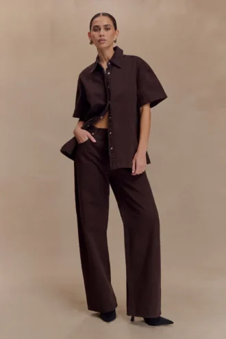 Vaqueros de Denim de talle medio Mannon – Chocolate Vaqueros de Denim de talle medio Mannon – Chocolate