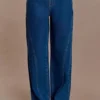 Vaqueros de georgette con paneles y talle medio – Azul oscuro Vaqueros de georgette con paneles y talle medio – Azul oscuro