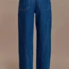 Vaqueros de georgette con paneles y talle medio – Azul oscuro Vaqueros de georgette con paneles y talle medio – Azul oscuro