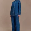 Vaqueros de georgette con paneles y talle medio – Azul oscuro Vaqueros de georgette con paneles y talle medio – Azul oscuro