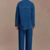 Vaqueros de georgette con paneles y talle medio – Azul oscuro Vaqueros de georgette con paneles y talle medio – Azul oscuro