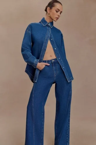 Camisa Denim oversize Lioda – Azul oscuro