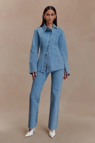 Vaqueros de talle alto y corte recto Janine – Azul clásico