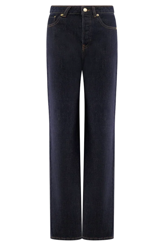 Vaqueros de talle alto y pierna recta Janine – Azul índigo lavado Vaqueros de talle alto y pierna recta Janine – Azul índigo lavado