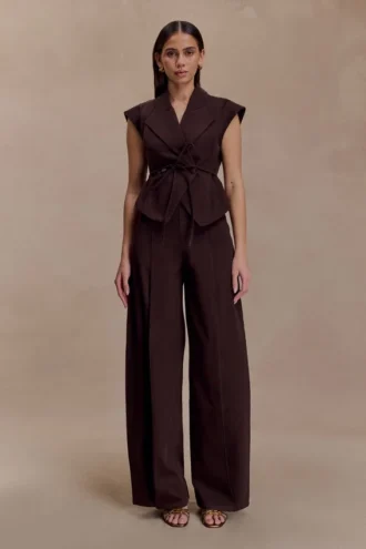 Vaqueros Denim de cintura alta Beatrix – Chocolate