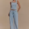 Vaqueros Denim de cintura media Caitlin – Azul claro Vaqueros Denim de cintura media Caitlin – Azul claro