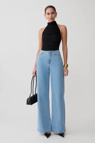 Body de malla fruncida Matilda – Negro
