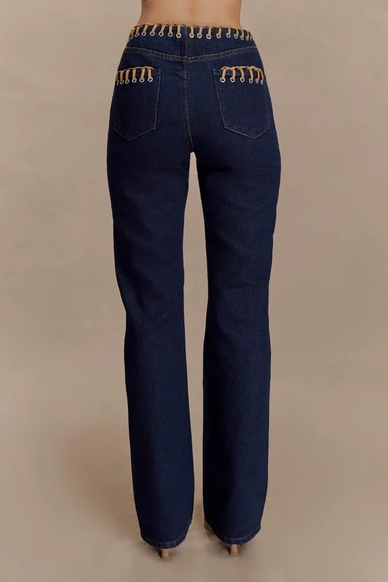 Vaqueros Meryl con cordones – Azul índigo Vaqueros Meryl con cordones – Azul índigo