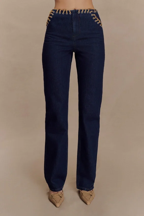 Vaqueros Meryl con cordones – Azul índigo Vaqueros Meryl con cordones – Azul índigo