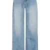 Vaqueros Perrie de talle medio y corte recto con cinturón – Azul claro lavado Vaqueros Perrie de talle medio y corte recto con cinturón – Azul claro lavado