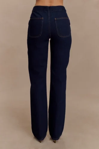Vaqueros Remington con corte recto y escote en V – Azul índigo