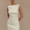 Vestido Angela de bouclé texturado – Marfil Vestido Angela de bouclé texturado – Marfil
