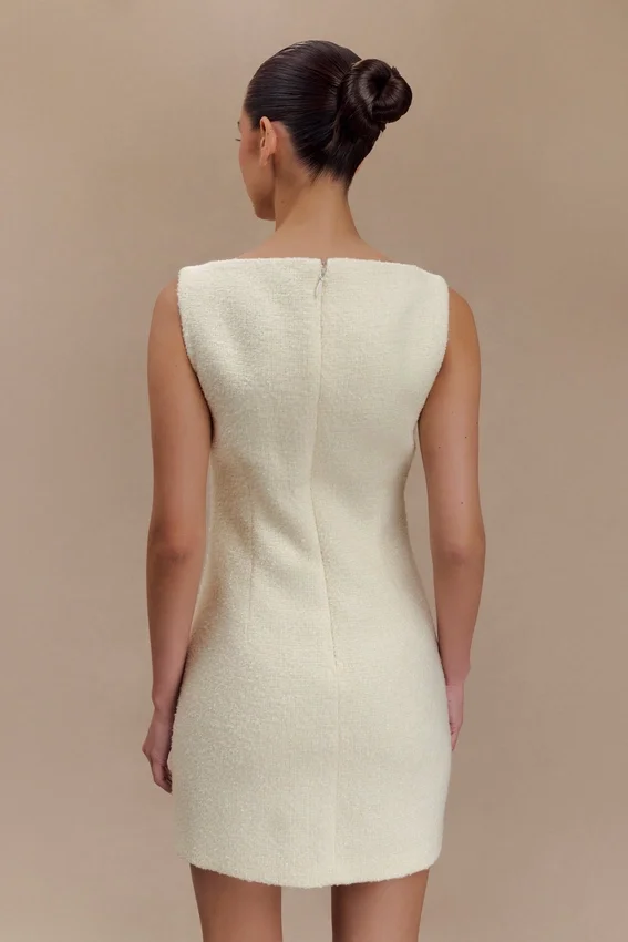 Vestido Angela de bouclé texturado – Marfil Vestido Angela de bouclé texturado – Marfil