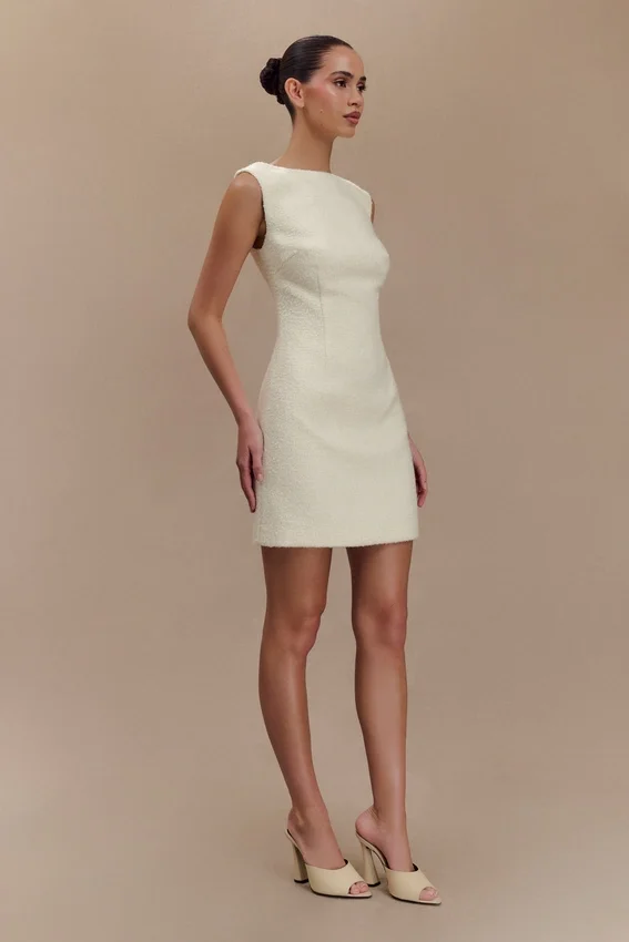 Vestido Angela de bouclé texturado – Marfil Vestido Angela de bouclé texturado – Marfil