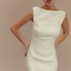 Vestido Angela de bouclé texturado – Marfil Vestido Angela de bouclé texturado – Marfil