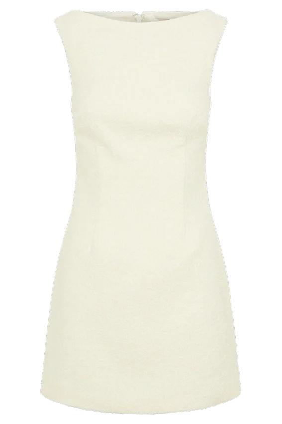 Vestido Angela de bouclé texturado – Marfil Vestido Angela de bouclé texturado – Marfil