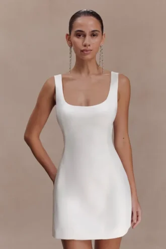 Vestido Beth de satén – Blanco
