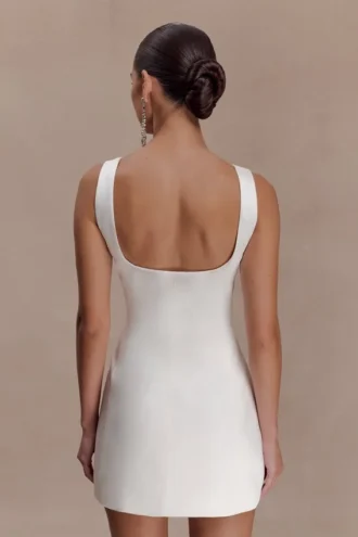 Vestido Beth de satén – Blanco