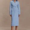 Vestido camisero asimétrico Mikaila – Azul Vestido camisero asimétrico Mikaila – Azul