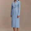 Vestido camisero asimétrico Mikaila – Azul Vestido camisero asimétrico Mikaila – Azul