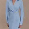 Vestido camisero asimétrico Mikaila – Azul Vestido camisero asimétrico Mikaila – Azul