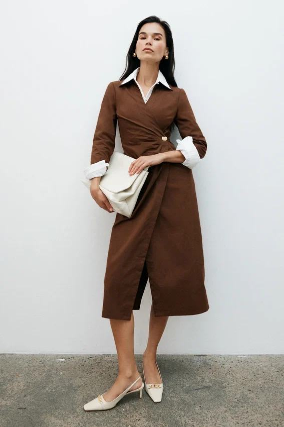Vestido camisero asimétrico Mikaila – Chocolate oscuro Vestido camisero asimétrico Mikaila – Chocolate oscuro