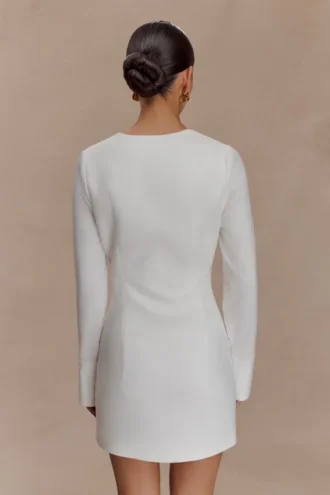 Vestido camisero de algodón con volantes Carina – Blanco Vestido camisero de algodón con volantes Carina – Blanco