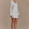 Vestido camisero de algodón con volantes Carina – Blanco Vestido camisero de algodón con volantes Carina – Blanco