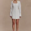 Vestido camisero de algodón con volantes Carina – Blanco Vestido camisero de algodón con volantes Carina – Blanco