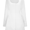 Vestido camisero de algodón con volantes Carina – Blanco Vestido camisero de algodón con volantes Carina – Blanco